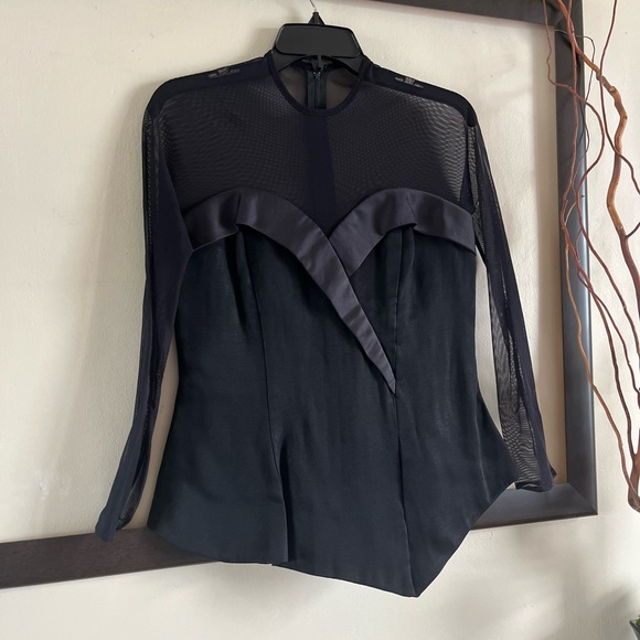 Betsy & Adam Tops - 90'S  Classic elegant evening black top sheer with satin look detail blouse